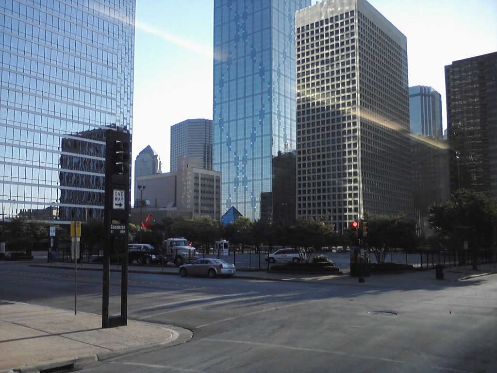 Leaving Downtown Dallas on the Greyhound Bus