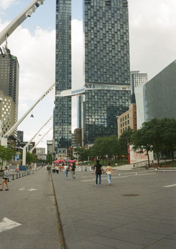 Tall apartment buildings in downtown Montreal, Quebec, Canada.