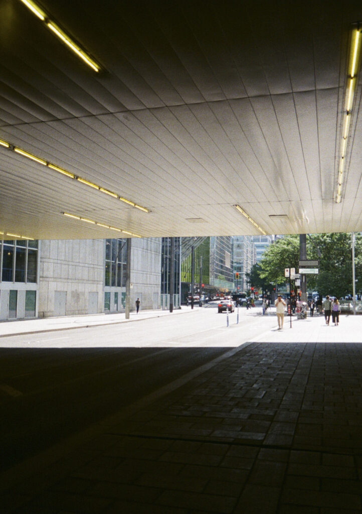 A view out into the light of day from a tunnel.